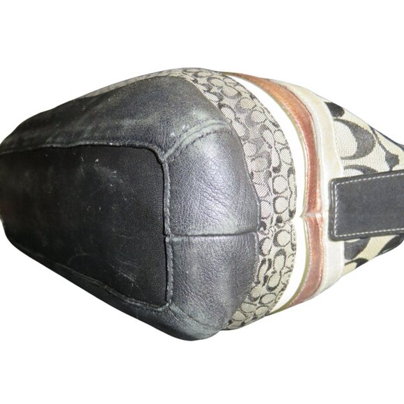 Coach 2007 Signature C Top Handle Striped Canvas & Leather Satchel Shoulder Bag - Picture 9 of 12